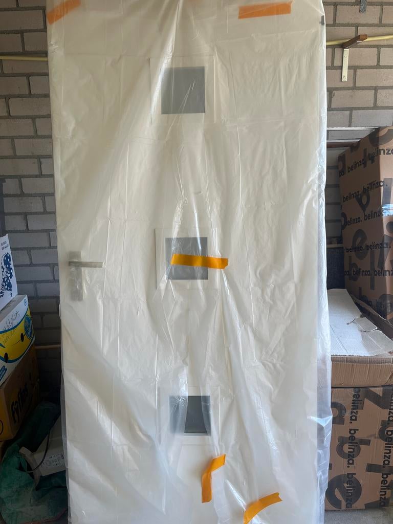 Witte binnendeur met glas, opdek 85x201,5 cm, Doe-het-zelf en Verbouw, Deuren en Horren, Ophalen, Gebruikt, 80 tot 100 cm, Binnendeur