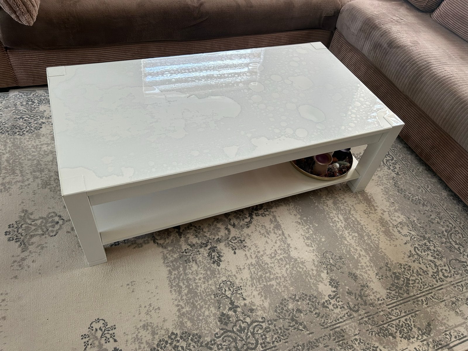 Witte woonkamertafel, Huis en Inrichting, Ophalen, Gebruikt, 100 tot 150 cm, 50 tot 100 cm