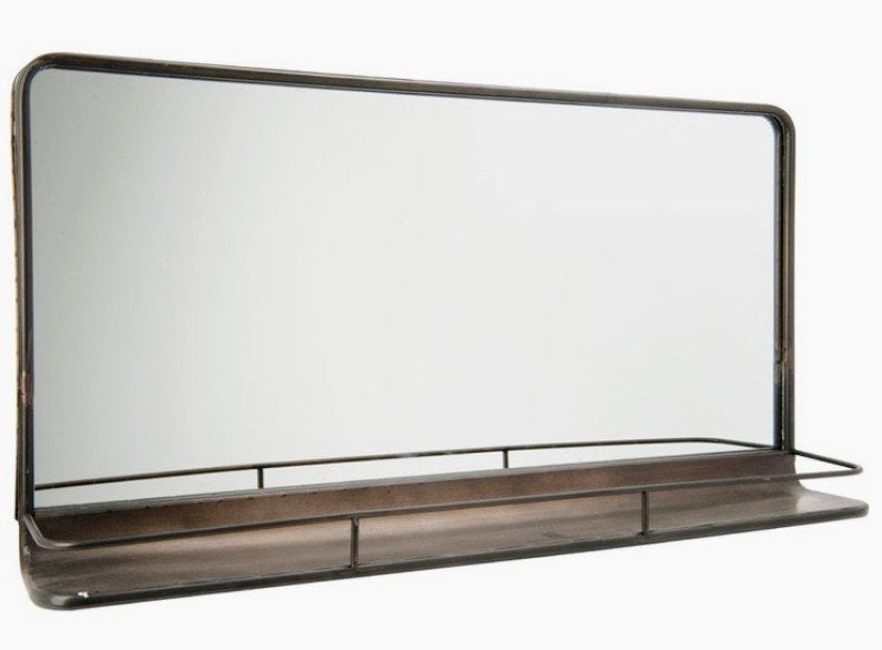 Light&Living wandspiegel metaal met plankje, industrieel, Ophalen, Zo goed als nieuw, 75 tot 100 cm, Minder dan 100 cm