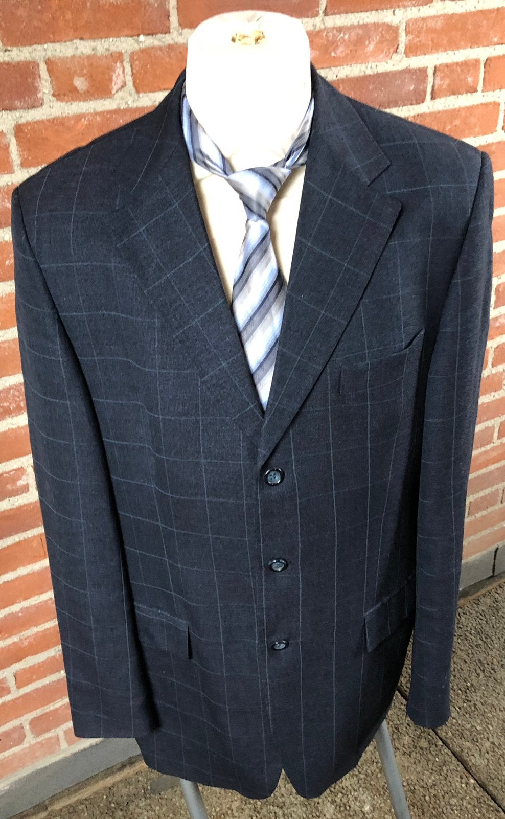 McGregor blazer/ jasje Blauw geruit Wol/Linnen Mt XL, Ophalen of Verzenden, Zo goed als nieuw, Maat 52/54 (L), Blauw