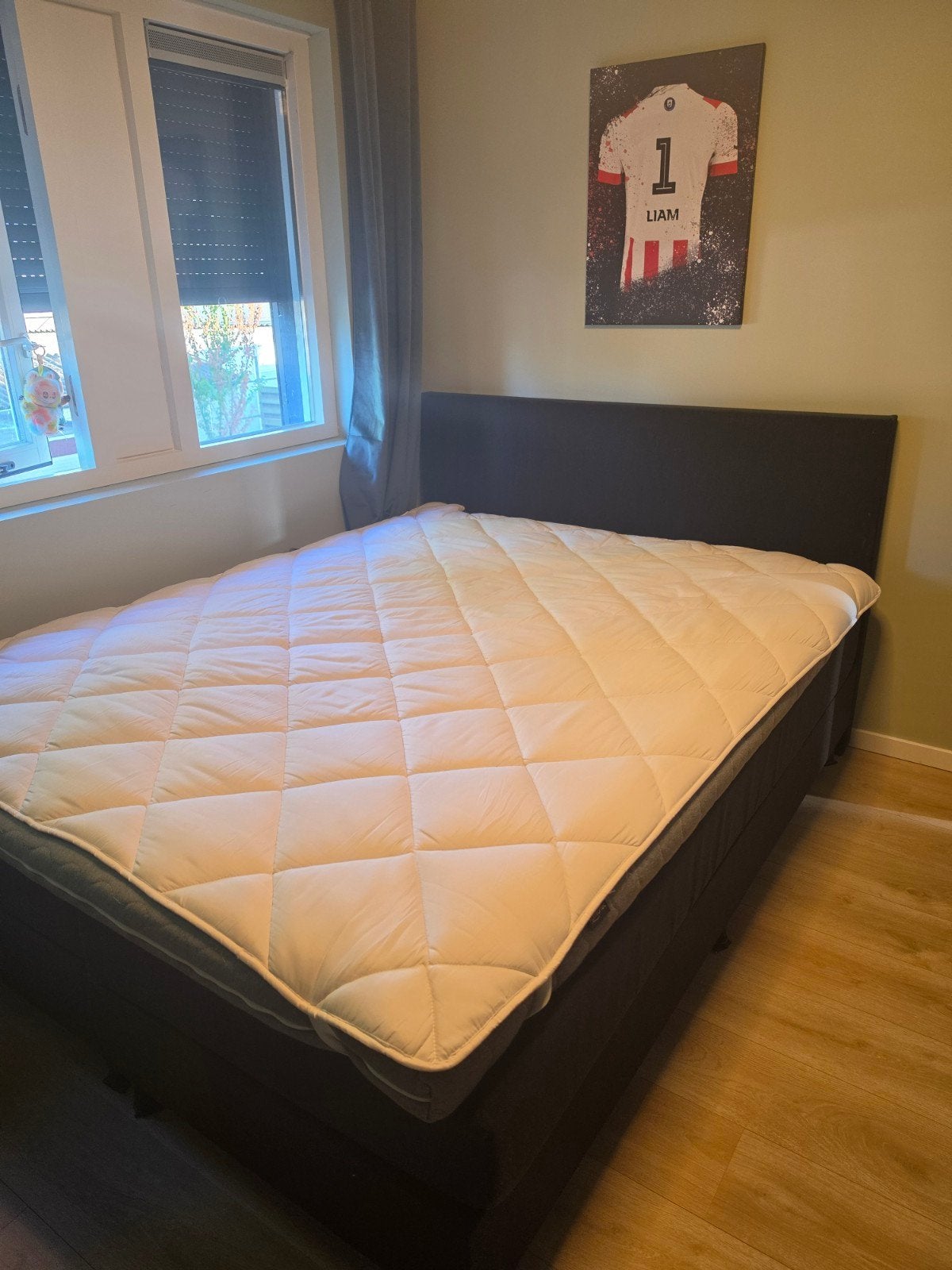 boxspring 160x200 Zo goed als nieuw, Ophalen, Zwart, Tweepersoons, Zo goed als nieuw