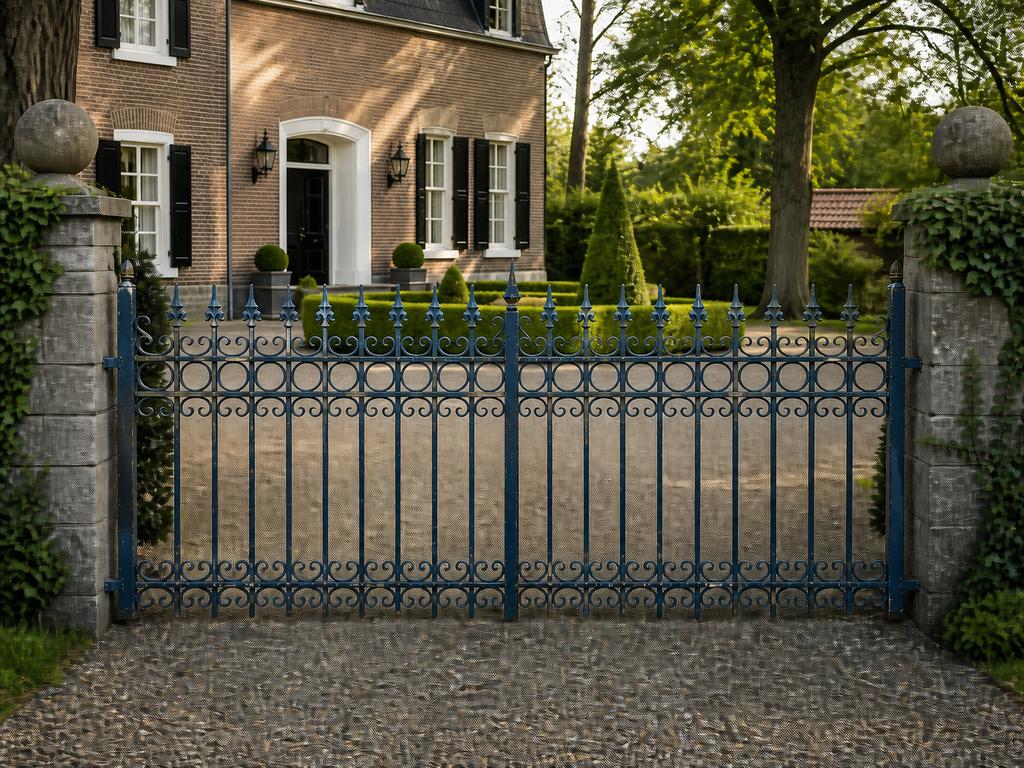 Smeedijzeren dubbele poort 300x140 cm klassiek, Ophalen, Zo goed als nieuw, IJzer