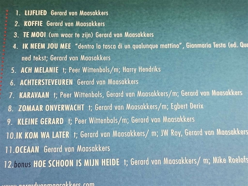 Gerard van Maasakkers ‎– Lijflied [Gesigneerd], Ophalen of Verzenden, Zo goed als nieuw, Levenslied of Smartlap