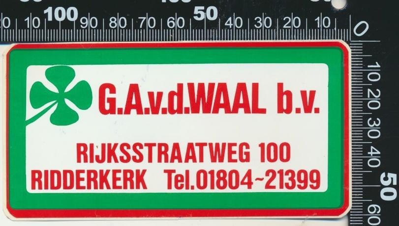 Sticker: Van de Waal - Ridderkerk, Verzamelen, Stickers, Ophalen of Verzenden, Zo goed als nieuw, Bedrijf of Vereniging