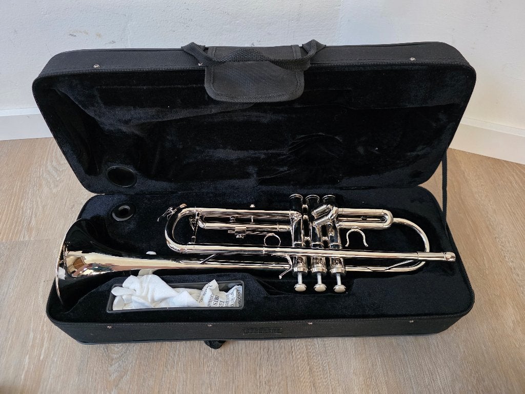 Trompet Easter, Muziek en Instrumenten, Blaasinstrumenten | Trompetten, Ophalen of Verzenden, Zo goed als nieuw, Bes-trompet, Met koffer
