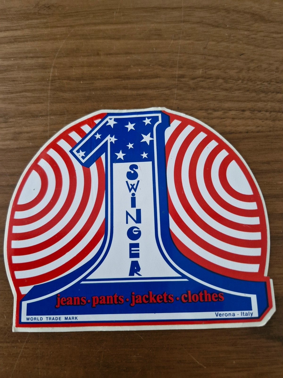 12175 Vintage Swinger Jeans Kleding Sticker - Verona Italy, Ophalen of Verzenden, Zo goed als nieuw, Merk