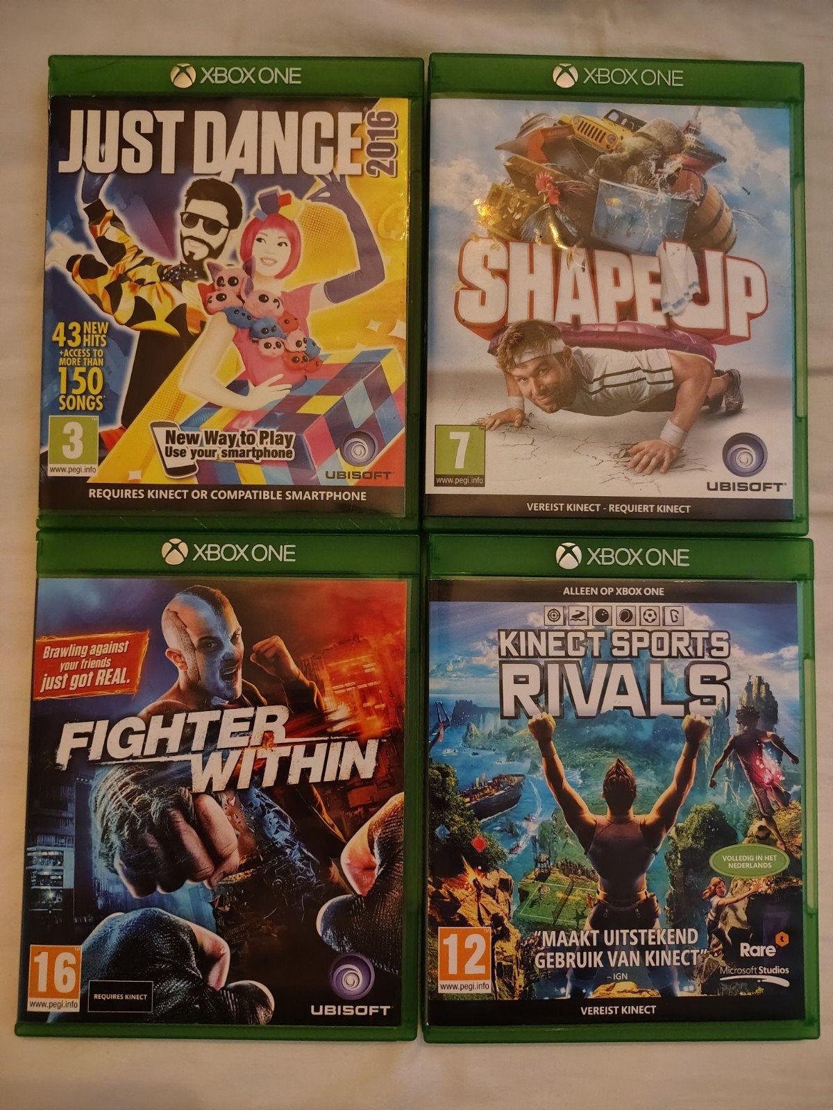 Set van 4 Xbox One Kinect games, Spelcomputers en Games, 3 spelers of meer, Ophalen of Verzenden, Sport, Vanaf 3 jaar