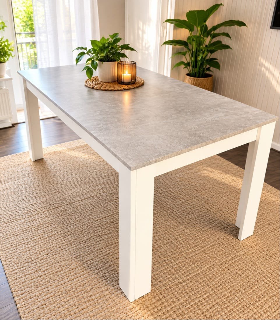 Betonlook eettafel, Ophalen, 50 tot 100 cm, Zo goed als nieuw, 150 tot 200 cm