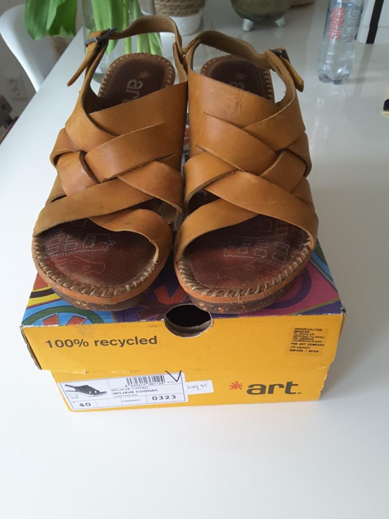 Art sandalen maat 40 cognac leer, Art, Bruin, Gedragen, Sandalen of Muiltjes