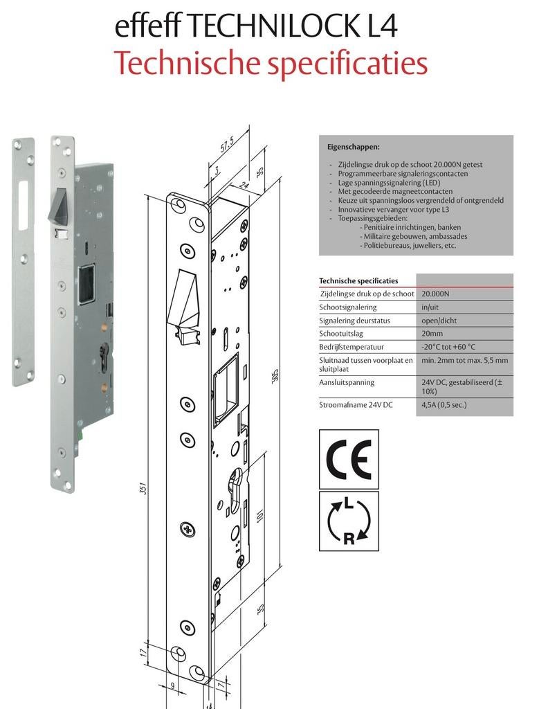 effeff TECHNILOCK L4 Elektromechanische Valgrendel - Nieuw, Ophalen of Verzenden, Nieuw, Rvs, Slot