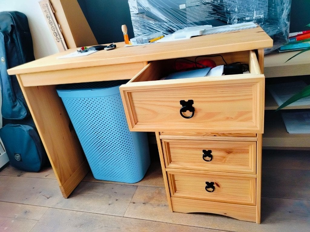 ZGAN Bureau | Natuurlijk massief grenenhout, Ophalen, 48 cm, Hout, 104 cm