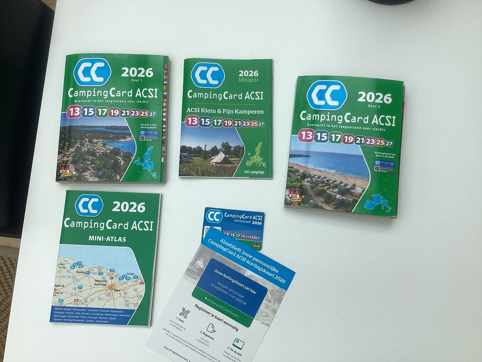Campingcard acsi gidsen plus ongebruikte kortingskaart 2026, Ophalen of Verzenden