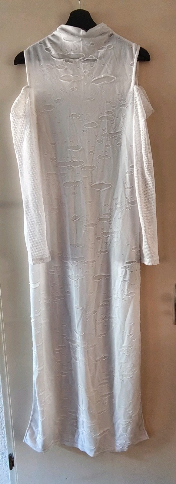 Killstar witte maxi jurk met fishner en open schouders, Kleding | Dames, Wit, Maat 46/48 (XL) of groter, Ophalen of Verzenden