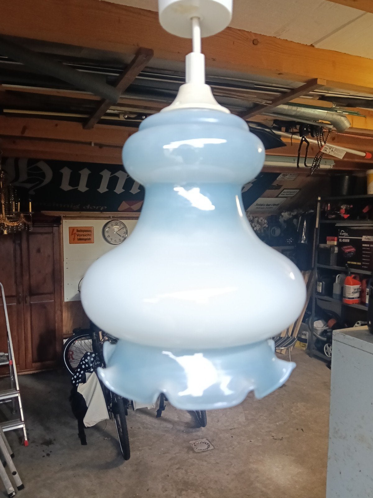 Franse Opaal Glas Hanglamp - Vintage Design, Ophalen of Verzenden