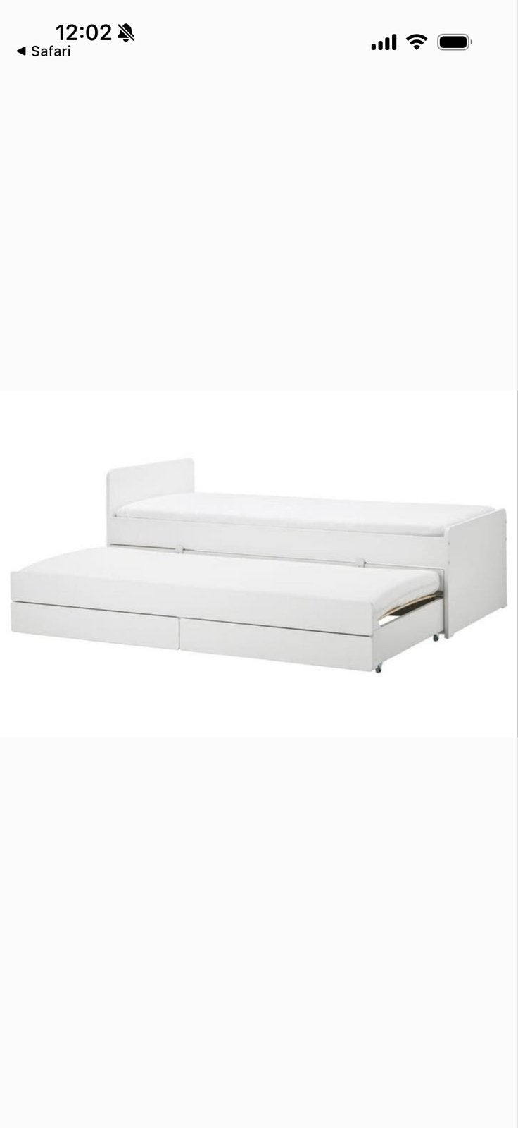 Nog nieuw IKEA bed met uitschuifbaar onderbed en lades, 90 cm, Eenpersoons, Wit, Ophalen of Verzenden