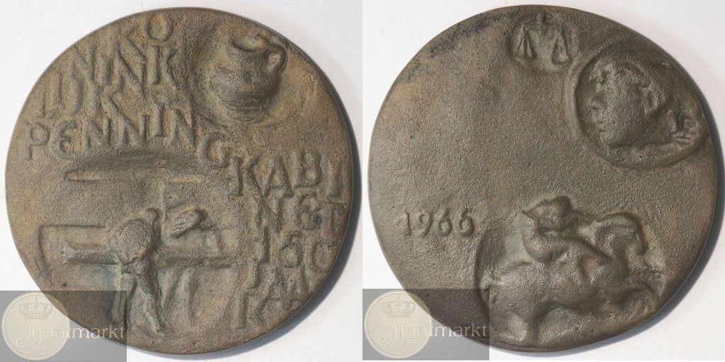 Historiepenning VPK 1966 '150-Jarig bestaan Penningkabinet', Ophalen of Verzenden, Brons, Nederland