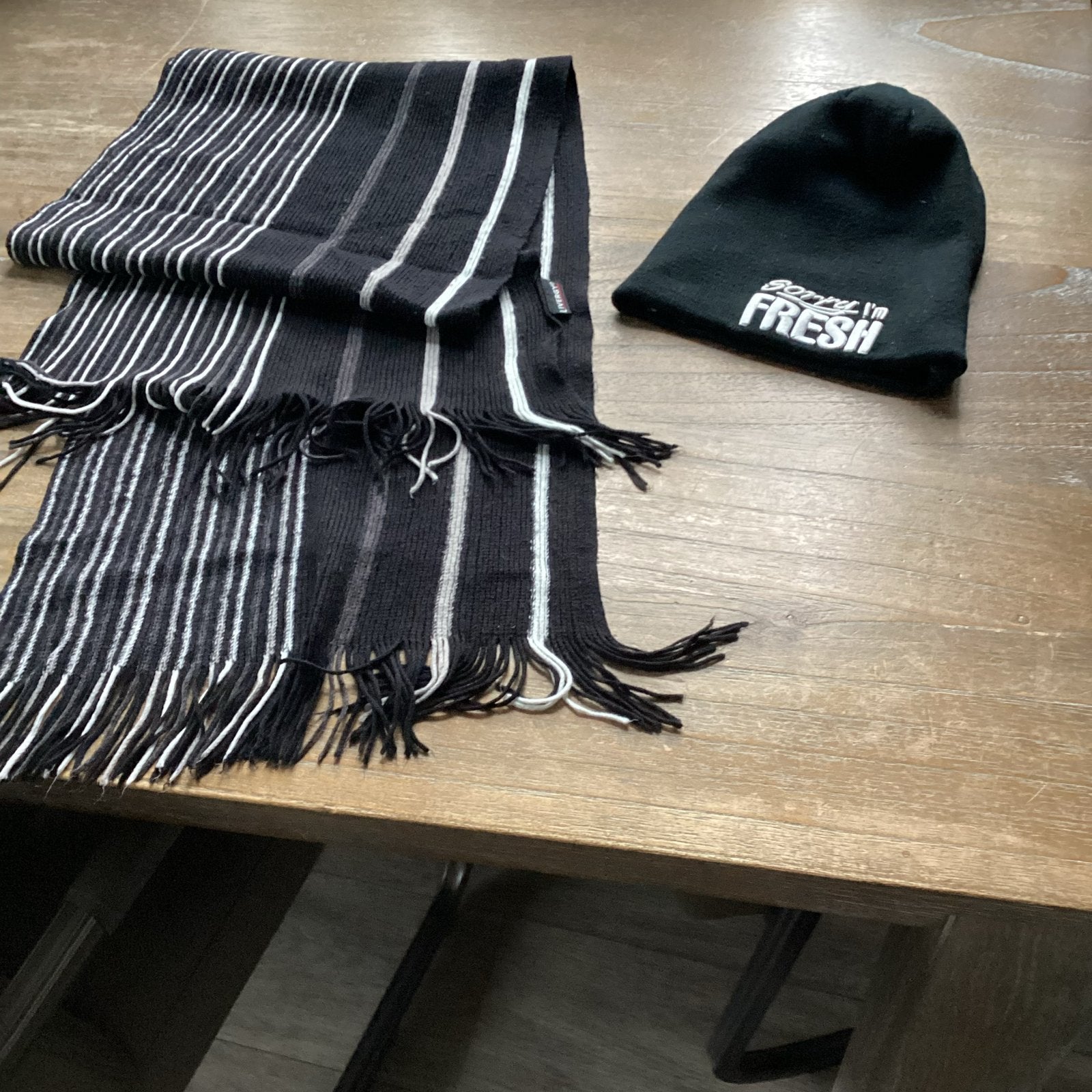 Lauren Rosé Muts & Sjaal Set - Zwart/Grijs, Ophalen of Verzenden, Gedragen, Muts