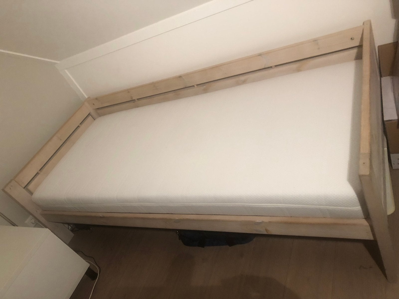 Life Time bed 90x210 cm white wash, spiraal en matras Auping, Ophalen, Gebruikt, 90 cm, Eenpersoons
