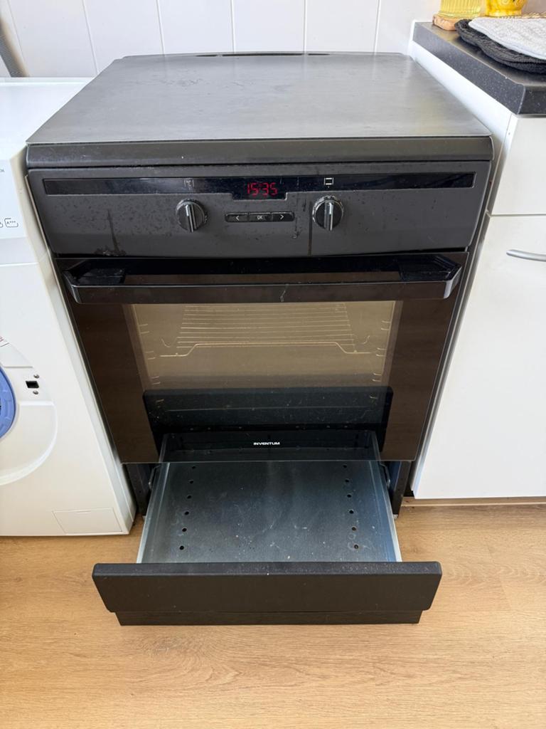 Inventum Inductie fornuis met oven, Ophalen, Gebruikt, Oven, 55 tot 60 cm