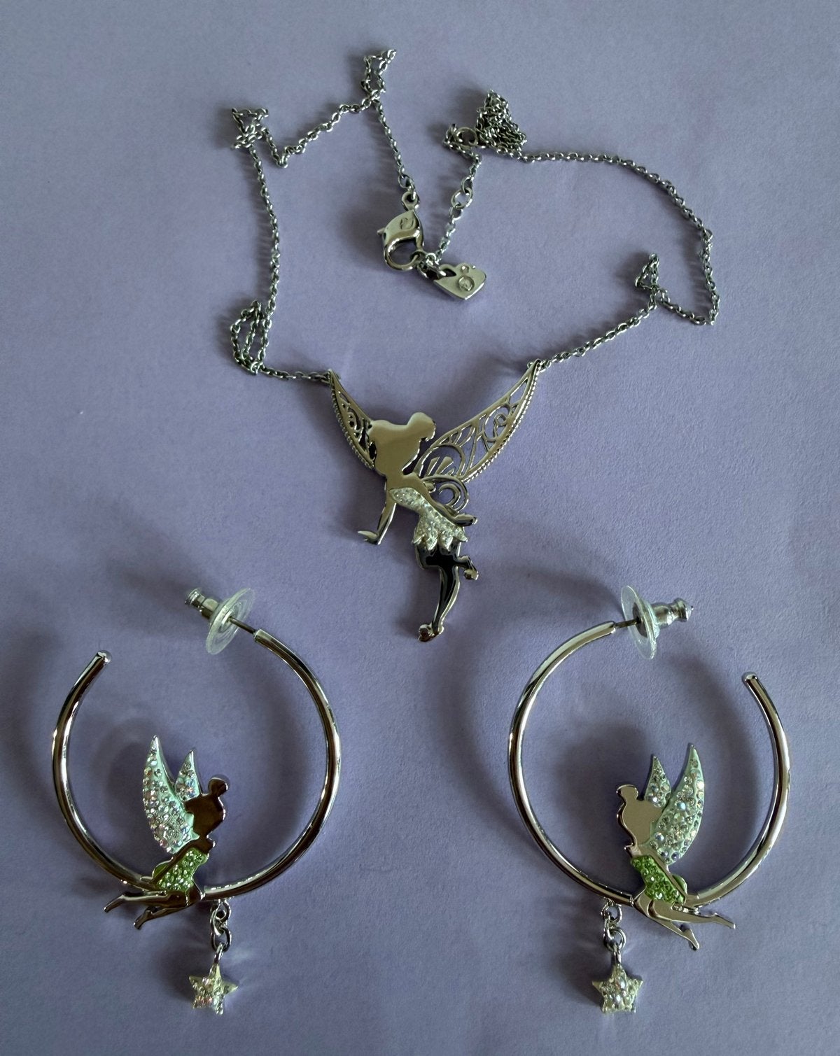 Swarovski Tinkerbell ketting en oorbellen set, Met kristal, Overige materialen, Ophalen of Verzenden, Zo goed als nieuw