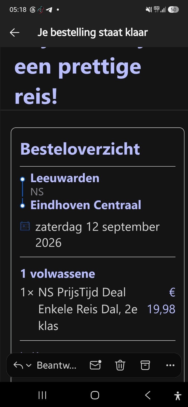 ns leeuwarden eindhoven, Eén persoon