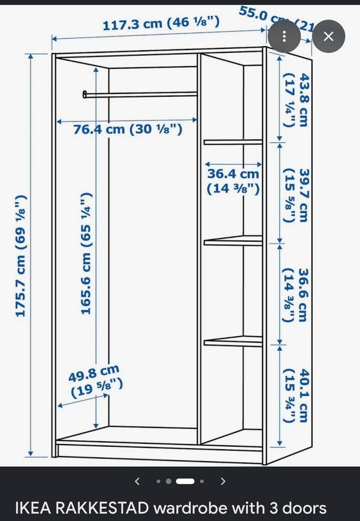 Wardrobe Dark Wood IKEA RAKKESTAD, Ophalen, Zo goed als nieuw, 25 tot 50 cm, 150 tot 200 cm
