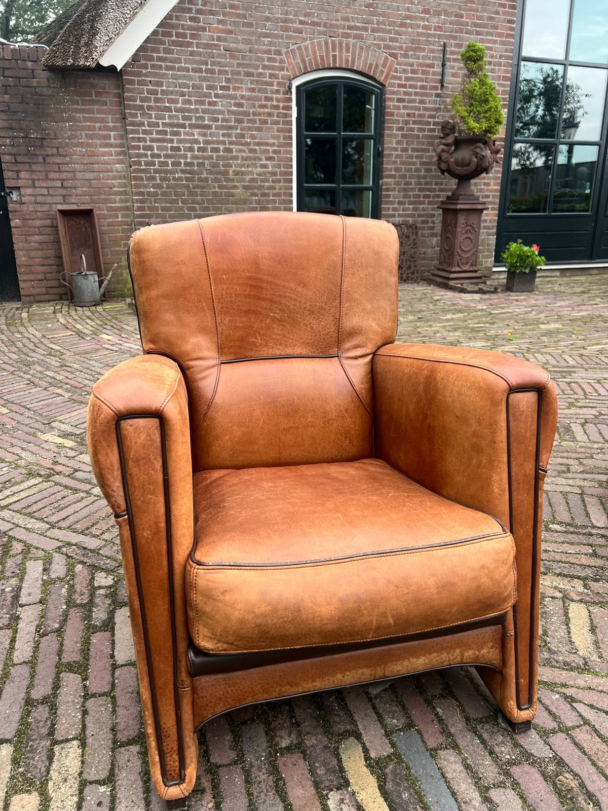 Vintage Schapenleren Fauteuil - Comfort en Stijl, Huis en Inrichting, Fauteuils, Ophalen of Verzenden, Gebruikt, Leer, 75 tot 100 cm
