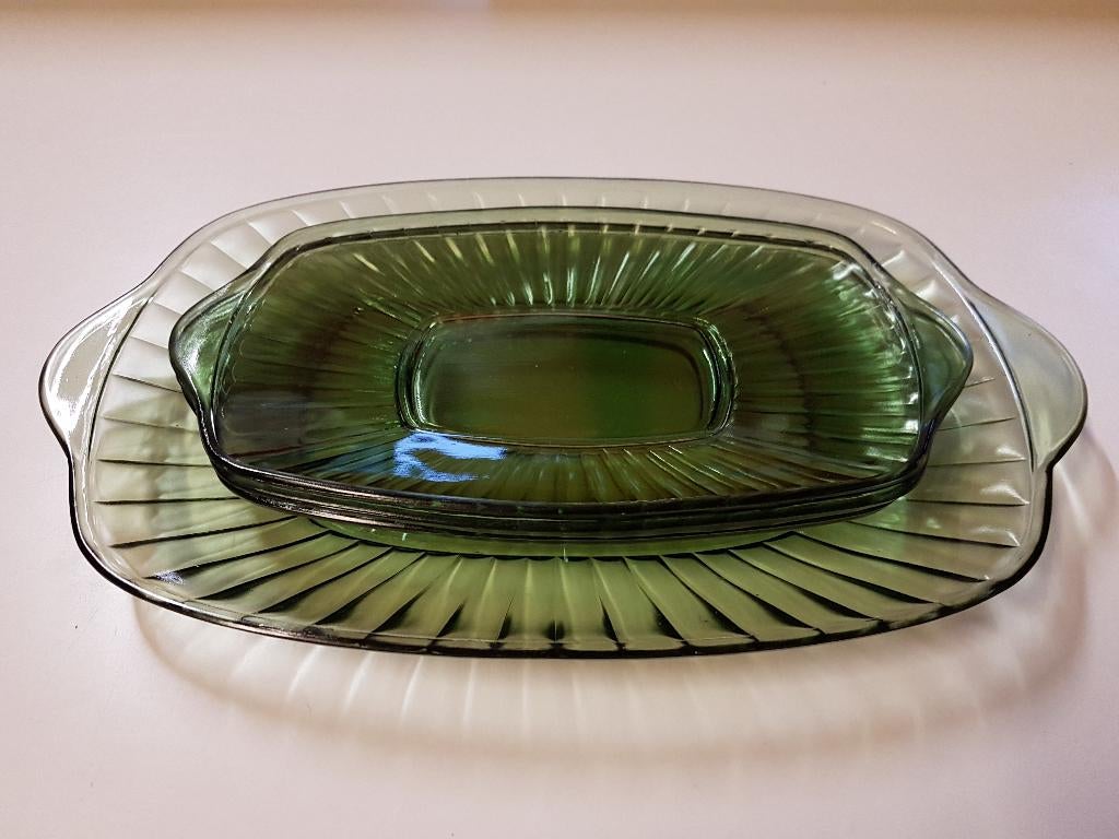Copier Neerlandia Groen broodschaal met vleesschaaltjes, Antiek en Kunst, Ophalen of Verzenden