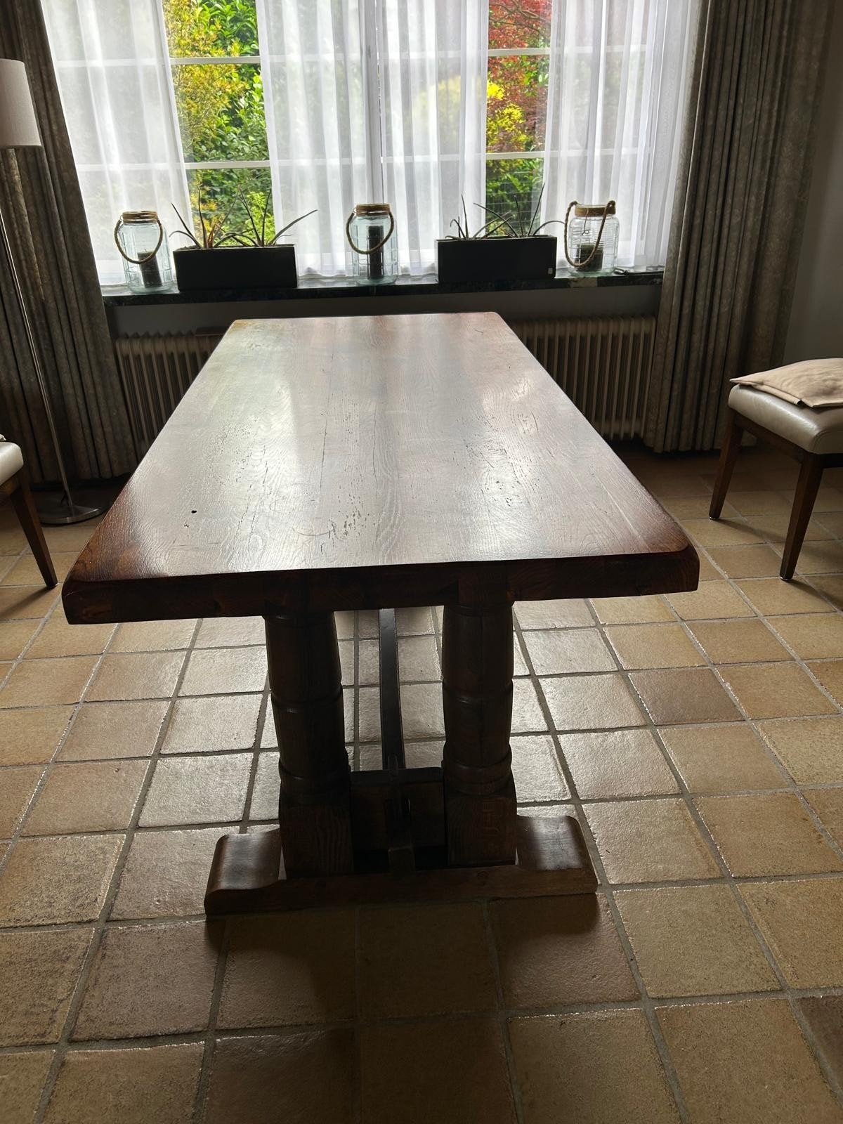 Eettafel massief eiken, Ophalen, Rechthoekig, 150 tot 200 cm, 50 tot 100 cm