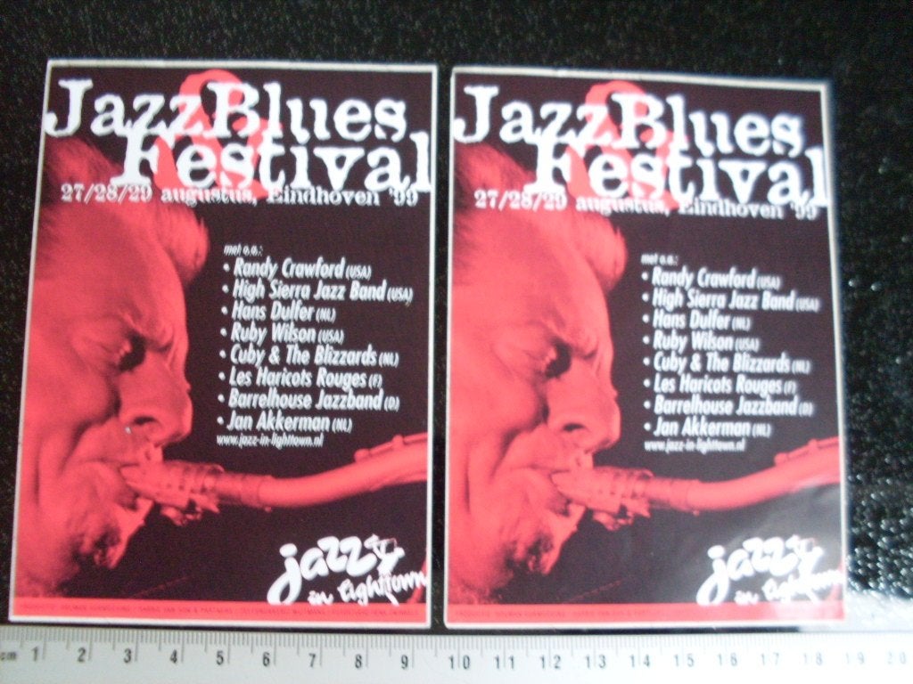 2x sticker Jazz Blues Festival eindhoven 1999, Verzamelen, Verzenden, Zo goed als nieuw, Bedrijf of Vereniging