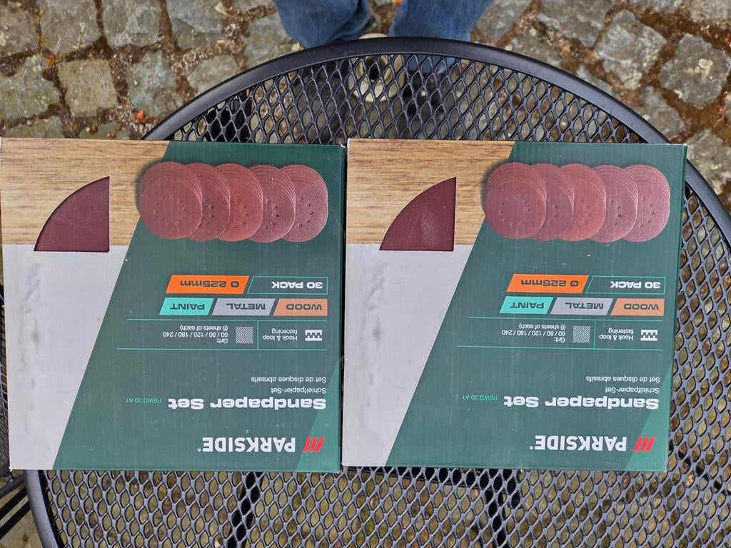 Schuurpapierset Ø 225 mm voor hout en verf, diverse korrels, Ophalen of Verzenden, Nieuw, Minder dan 600 watt