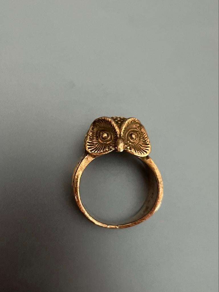 Zilveren uil ring, 925 sterling zilver, Gebruikt, 19 tot 20, Ophalen of Verzenden, Dame of Heer