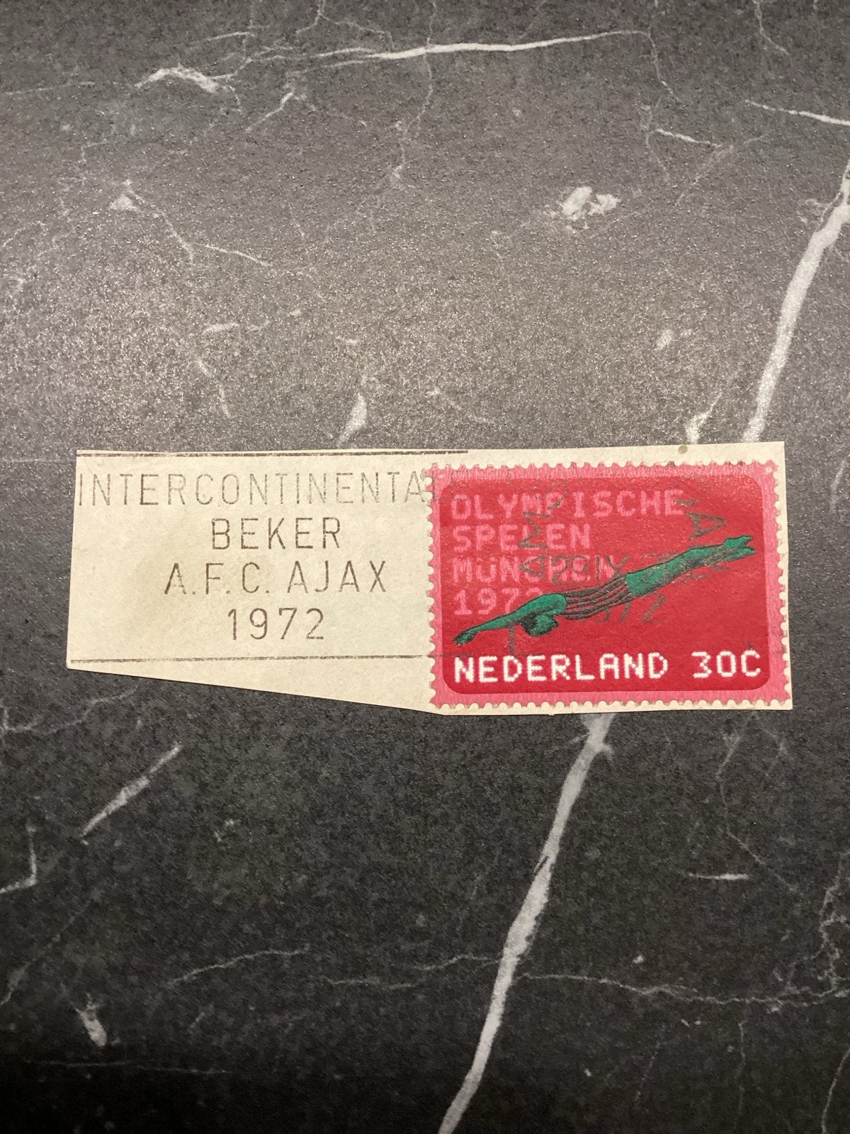 Postzegel Olympische Spelen München 1972 met Ajax stempel, Ophalen of Verzenden, Na 1940, Gestempeld