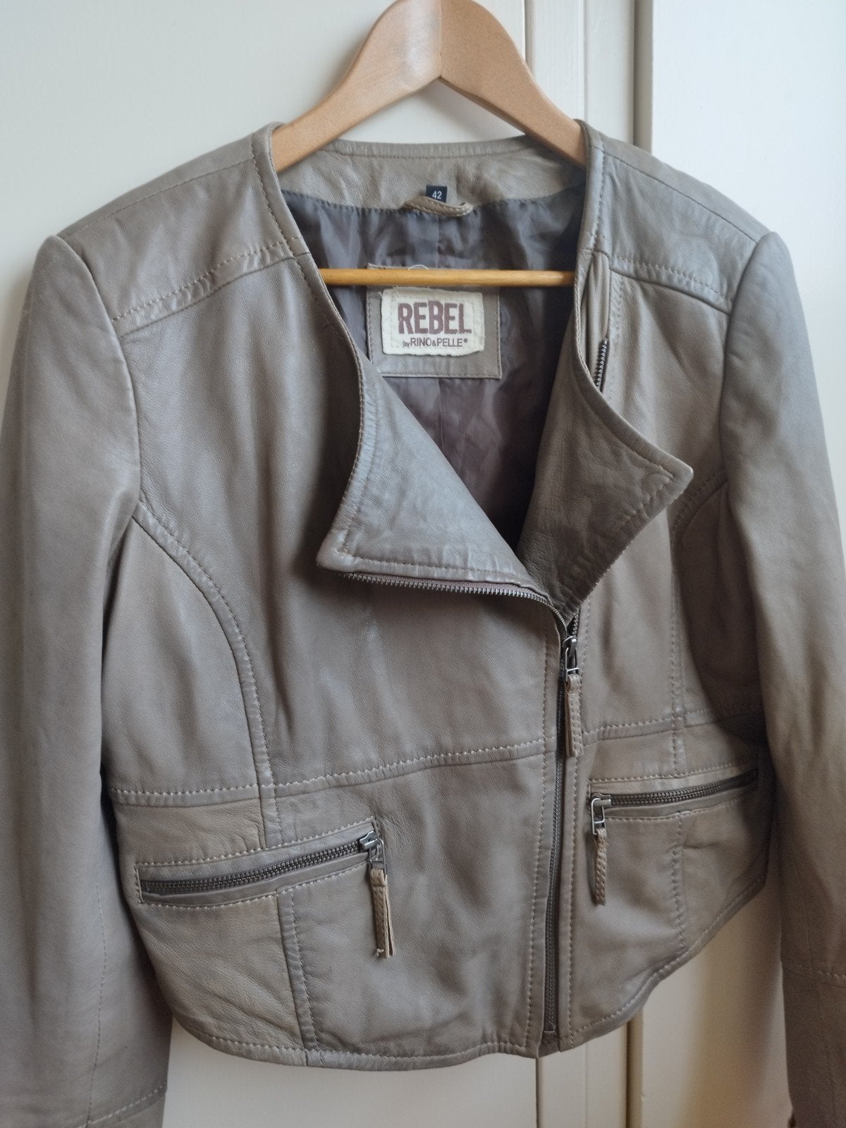 Rino&Pelle leder leer leren Jack M 38 Beige, Maat 38/40 (M), Beige, Ophalen of Verzenden, Zo goed als nieuw
