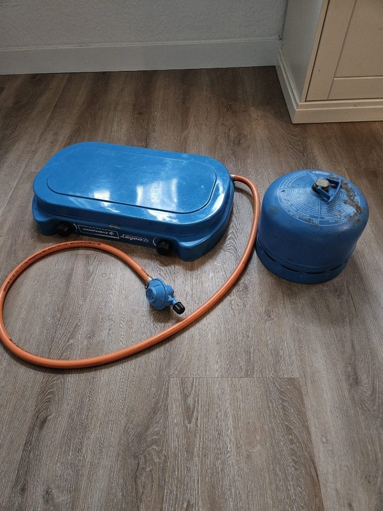 campinggaz fornuis + gasfles904 + slang en drukregelaar., Ophalen, Gebruikt