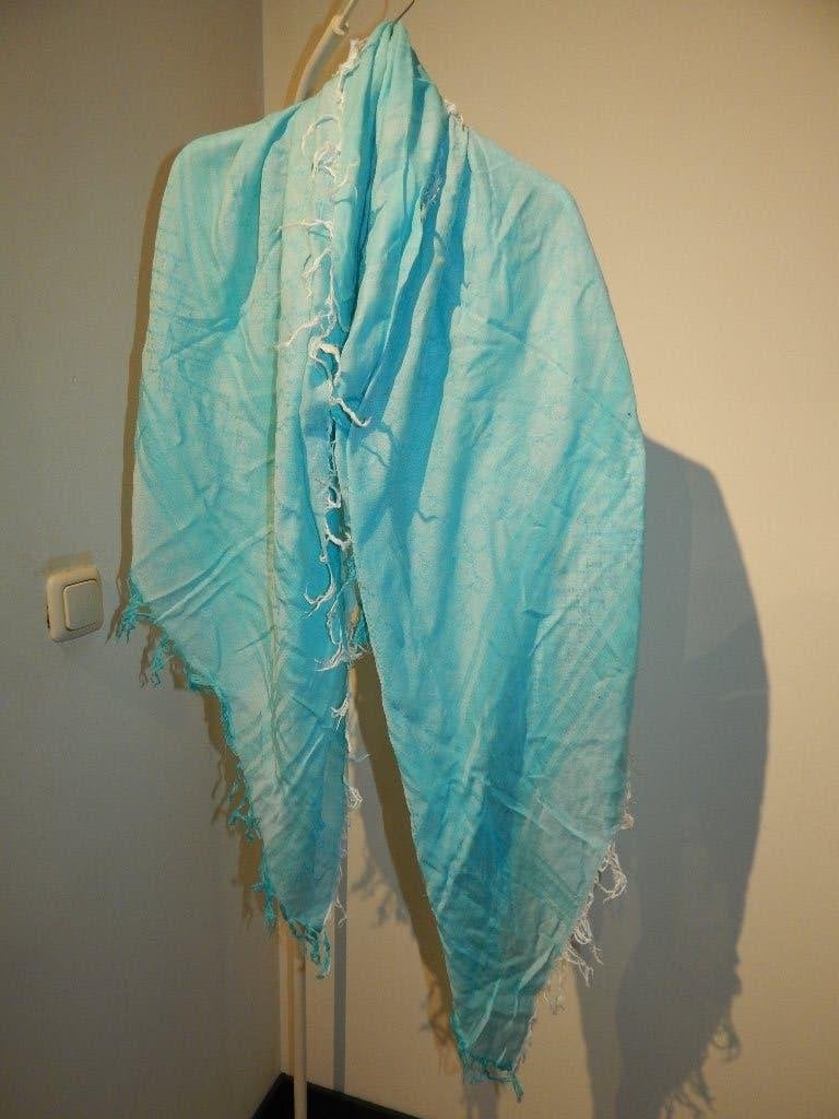 Gucci grote monogram print shawl azuur turquoise franje