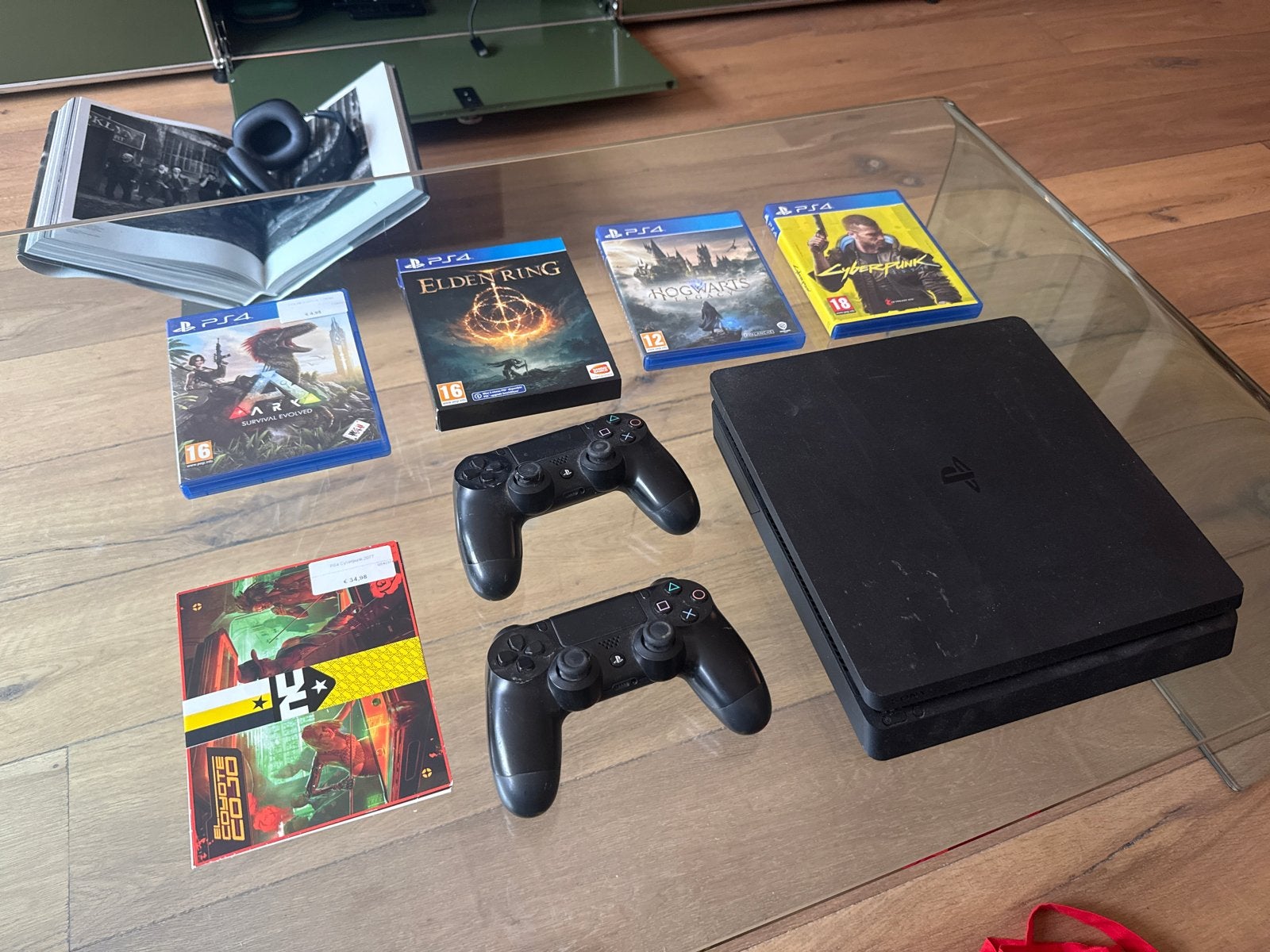 PlayStation 4 Slim met 2 controllers en 4 games, Met 2 controllers, Ophalen of Verzenden, Slim, 500 GB
