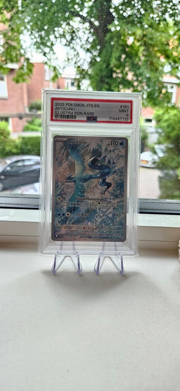 2025 Pokemon Articuno JTG EN PSA 9 Mint, Ophalen of Verzenden, Zo goed als nieuw, Losse kaart