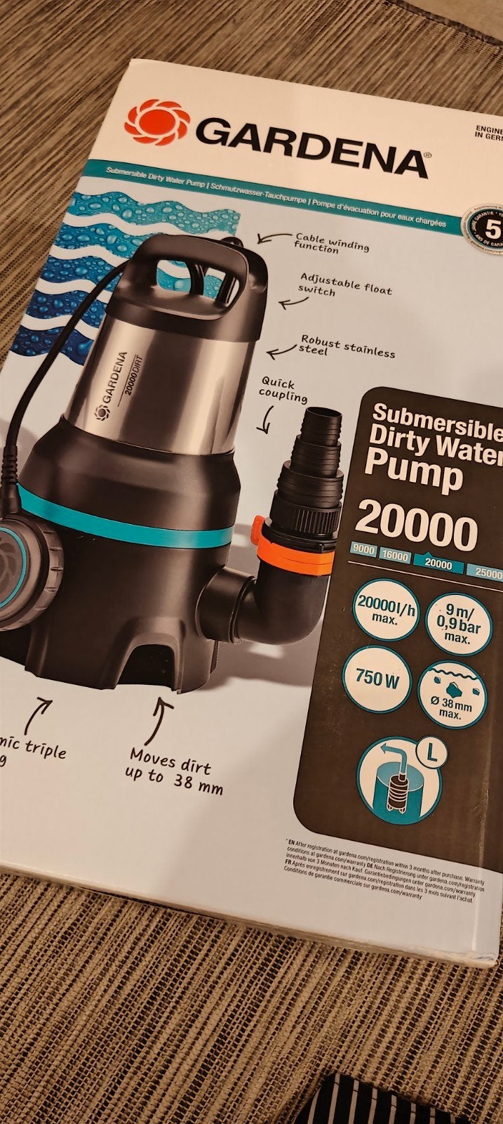 Nieuwe Gardena Vuilwaterpomp 20000 - Krachtig en Efficiënt, Tuin en Terras, Waterpompen, Ophalen of Verzenden