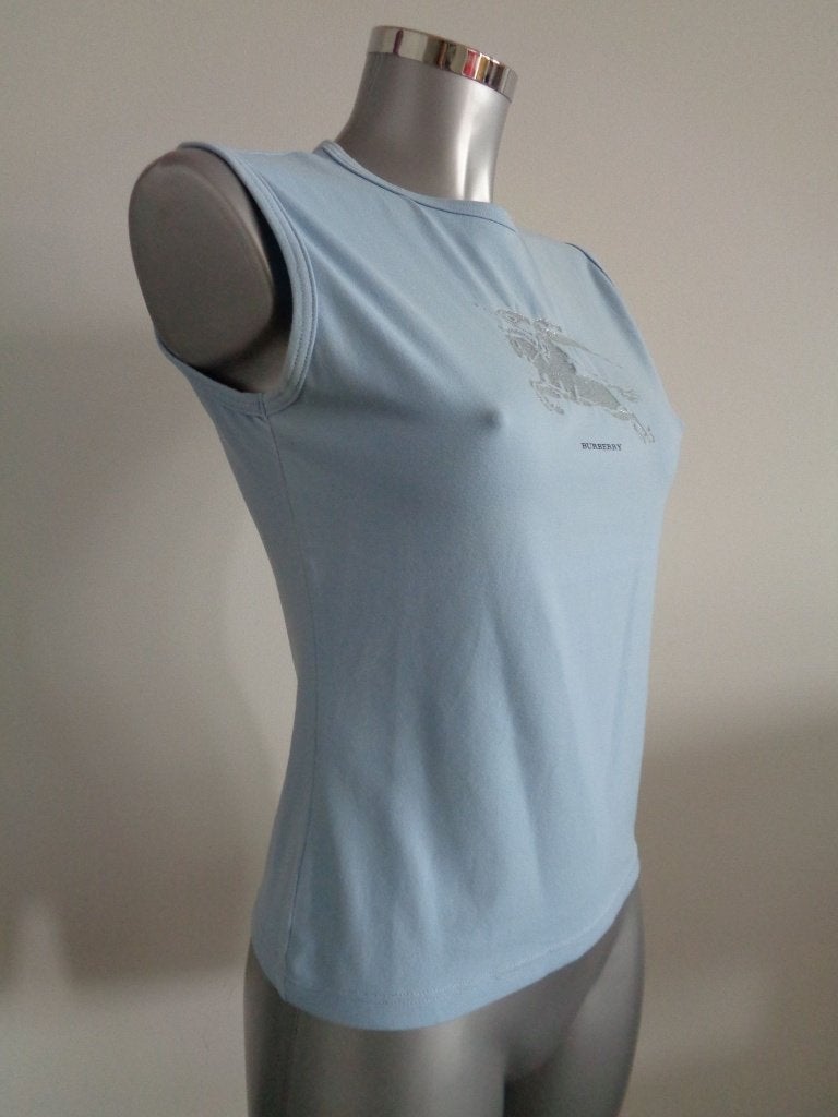 Burberry singlet babyblauw, maat small origineel, Zo goed als nieuw, Burberry, Verzenden, Blauw