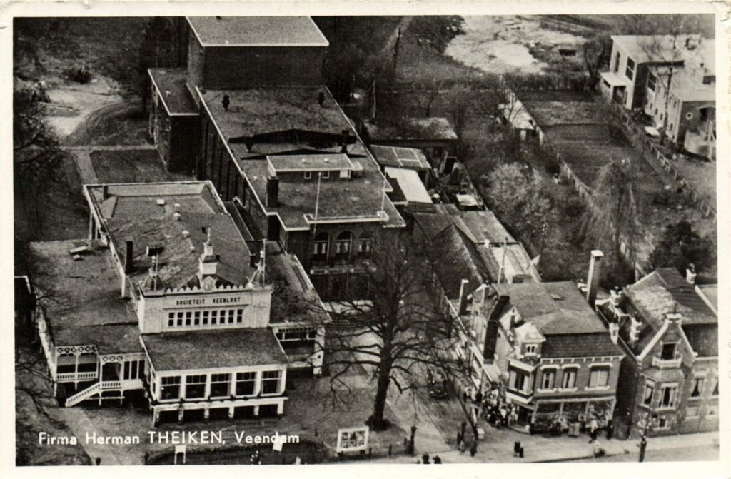 Firma Herman Theiken, Veendam - luchtfoto - ongelopen, Verzenden, 1940 tot 1960, Ongelopen, Groningen