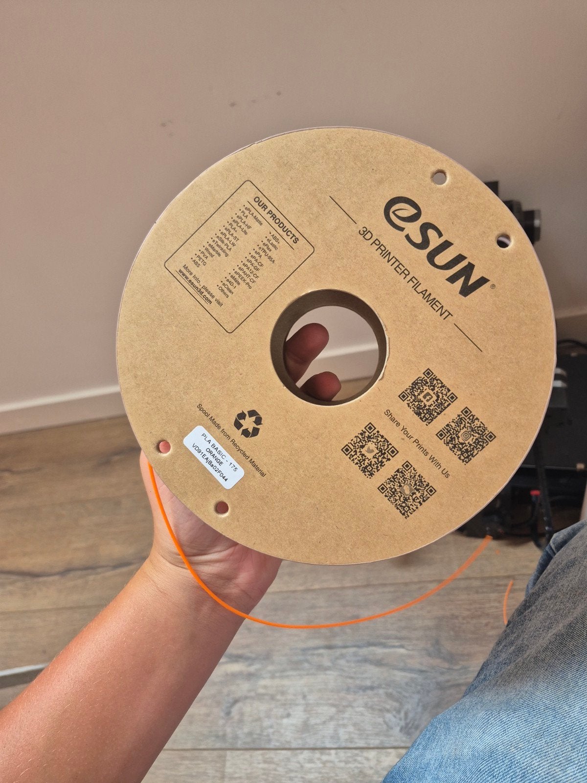 eSUN PLA Filament 1.75mm - Oranje (ook in zwart beschikbaar), Ophalen, ESUN, Refurbished, Filament