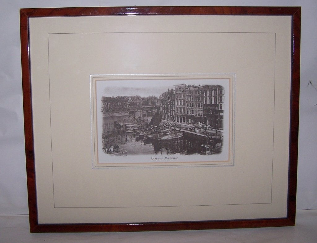 Erasmus Monument Rotterdam. Izgs., Antiek en Kunst, Ophalen of Verzenden, Tekening, Achter glas