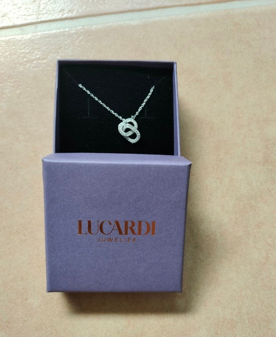 Lucardi Zilveren Ketting met Kristallen Hanger, Met hanger, Ophalen of Verzenden, Zo goed als nieuw, Zilver