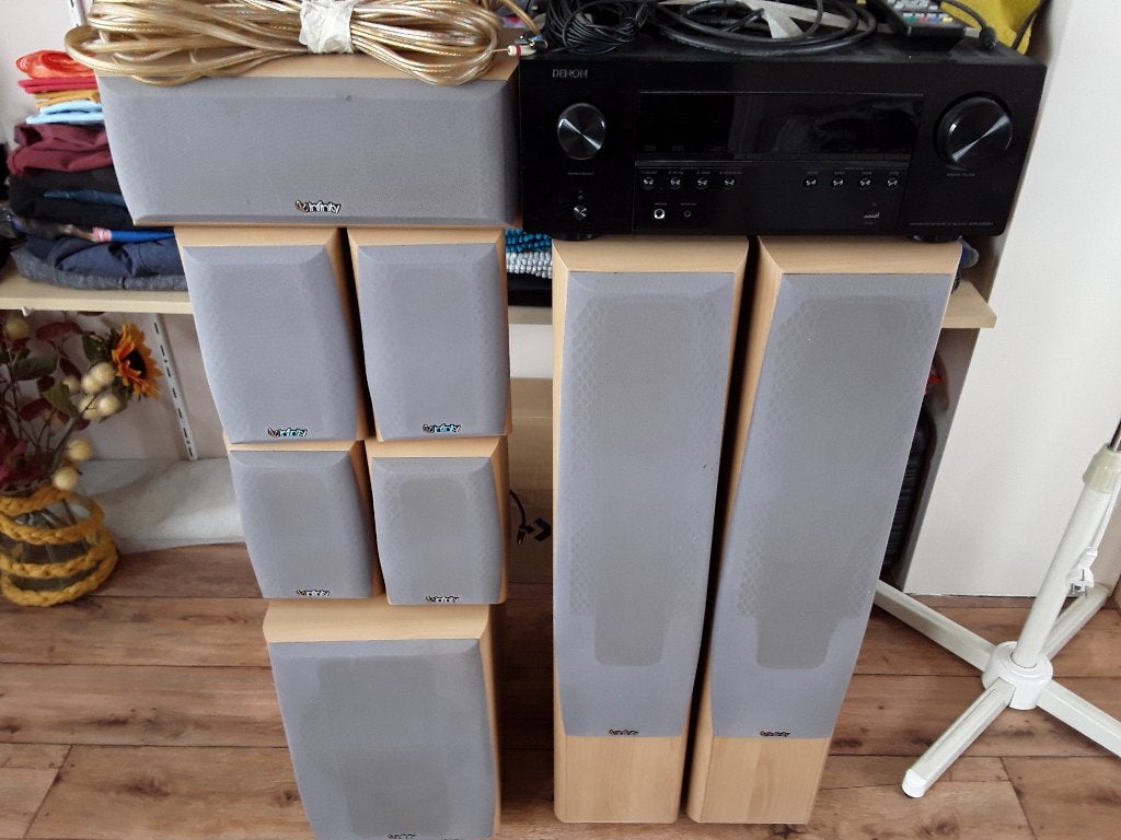 Denon versterker met 8 infinity boxen, 7.1-systeem, Gebruikt, 70 watt of meer, Overige spelers