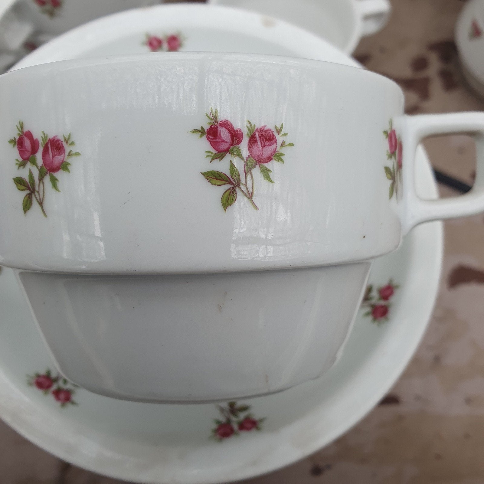 Seltmann Weiden soepkommen met schotel - Vintage rozen decor, Antiek en Kunst, Ophalen of Verzenden