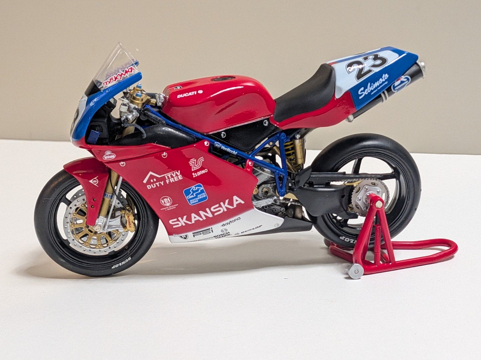 Ducati 998 RS - Jiry Mrkyvka - WK Superbike 2003, Ophalen of Verzenden, Zo goed als nieuw, 1:9 t/m 1:12, Motor