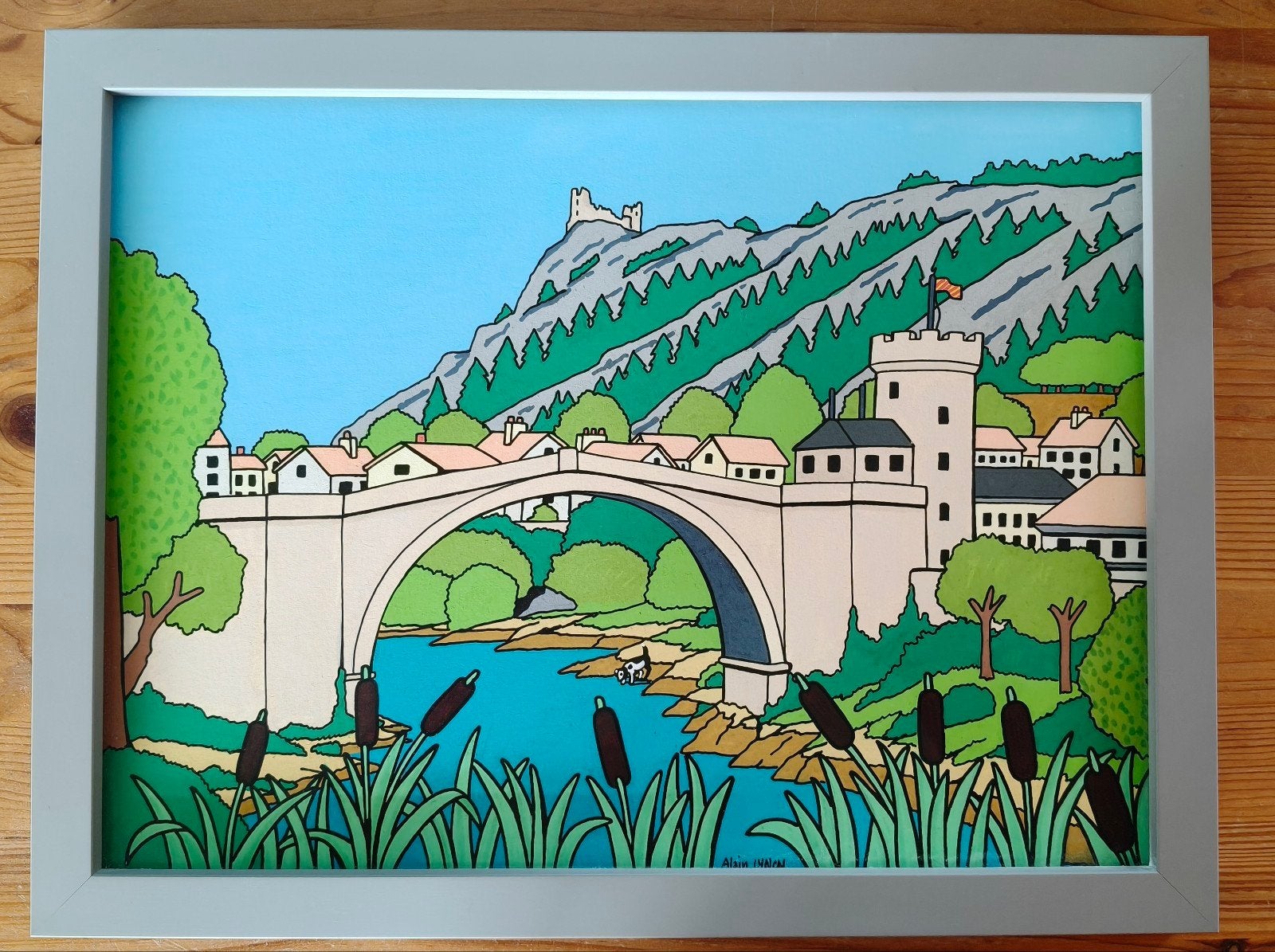 Alain Lynch origineel acrylverf schilderij - Landschap, Landschap, Ophalen of Verzenden, Overige materialen, Gesigneerd