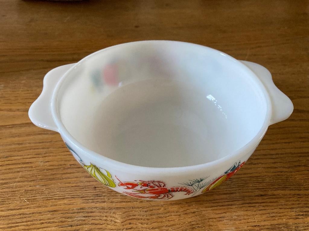 Vintage schaal ovenschaal JAJ England melkglas kreeft, Antiek en Kunst, Ophalen of Verzenden
