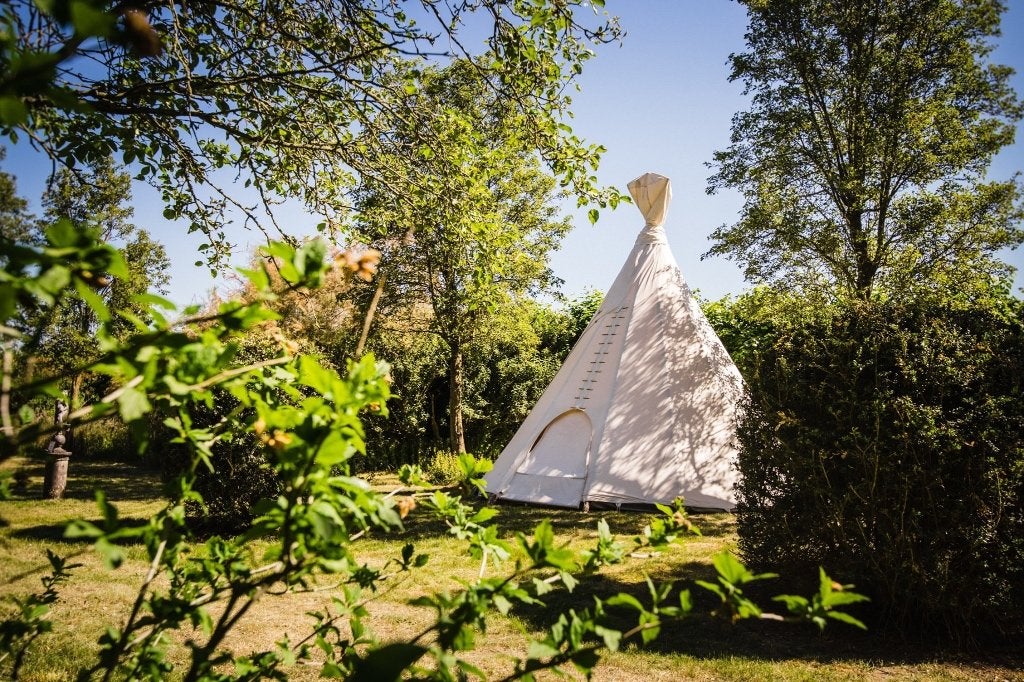 Tipi Tent 7 m. ZGAN Compleet incl. palen. Heavyduty canv., Caravans en Kamperen, Ophalen of Verzenden, Zo goed als nieuw, Tot en met 5